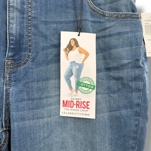 NEW Celebrity Pink Mid Rise Skinny Cropped Jeans Size 16 The Rider Crop Blue NWT - Picture 5 of 9